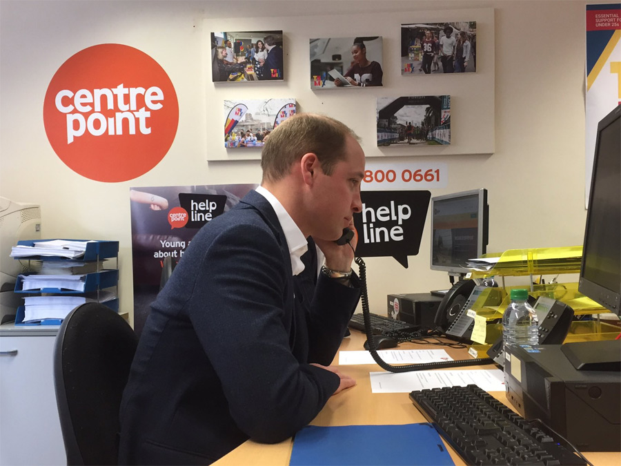 The Duke of Cambridge this morning launched the Centrepoint Helpline at The Mix, Glentworth Street, NW1