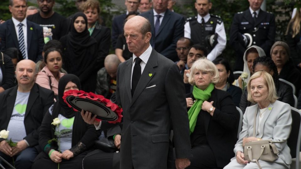 The Duke and Duchess of Kent attend a memorial event to mark the First Anniversary of the Grenfell Tower Disaster